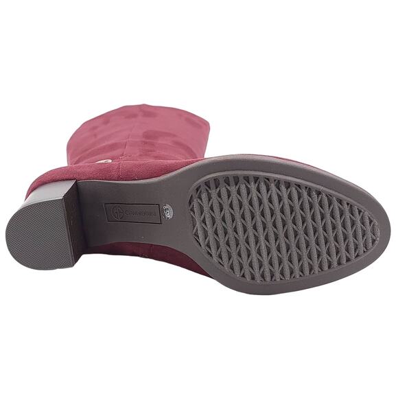 Giani Bernini Women Block Heel Riding Boots Adonnys Size US 8.5M Wine Microsuede - Picture 6 of 6